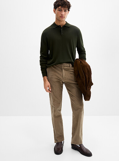 Le pantalon velours c&ocirc;tel&eacute; taille &eacute;lastique <b>Coupe droite</b>
