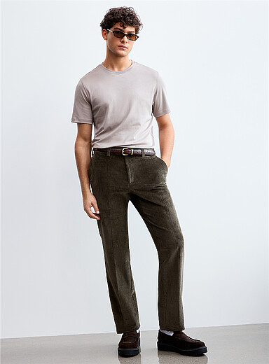 Le pantalon velours c&ocirc;tel&eacute; taille &eacute;lastique <b>Coupe droite</b>
