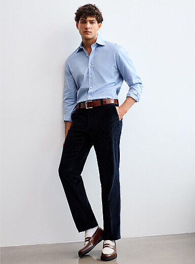 Elastic-waist corduroy pant <b>Straight fit</b>