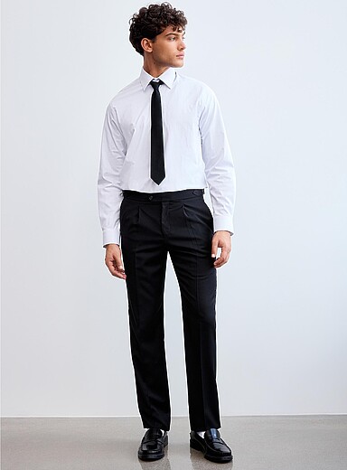 Ballin: Le pantalon pure laine taille ajustable <b>Coupe confort</b> Noir pour homme