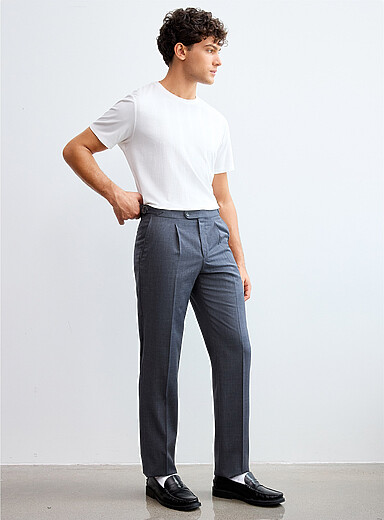 Le pantalon pure laine taille ajustable <b>Coupe confort</b>