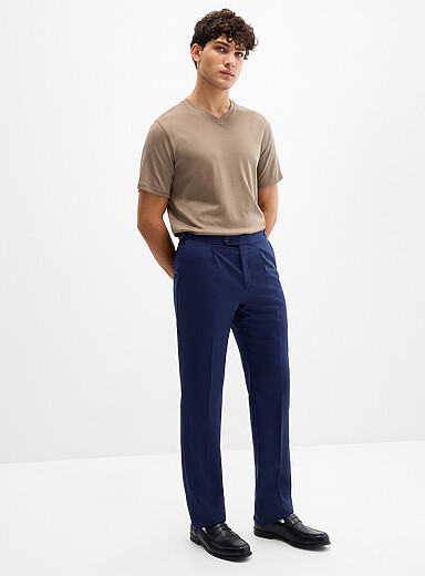 Adjustable-waist 100% wool pant <b>Comfort fit</b>