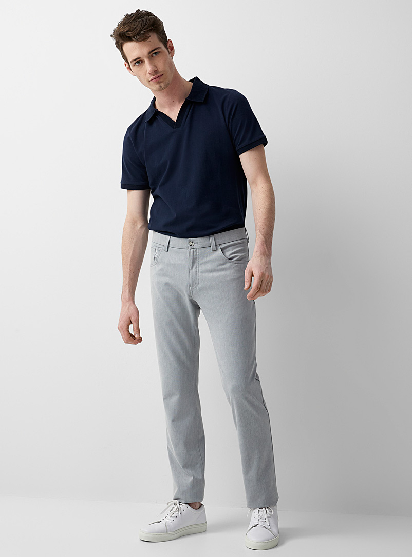 Grey bird's eye knit pant Straight fit 
