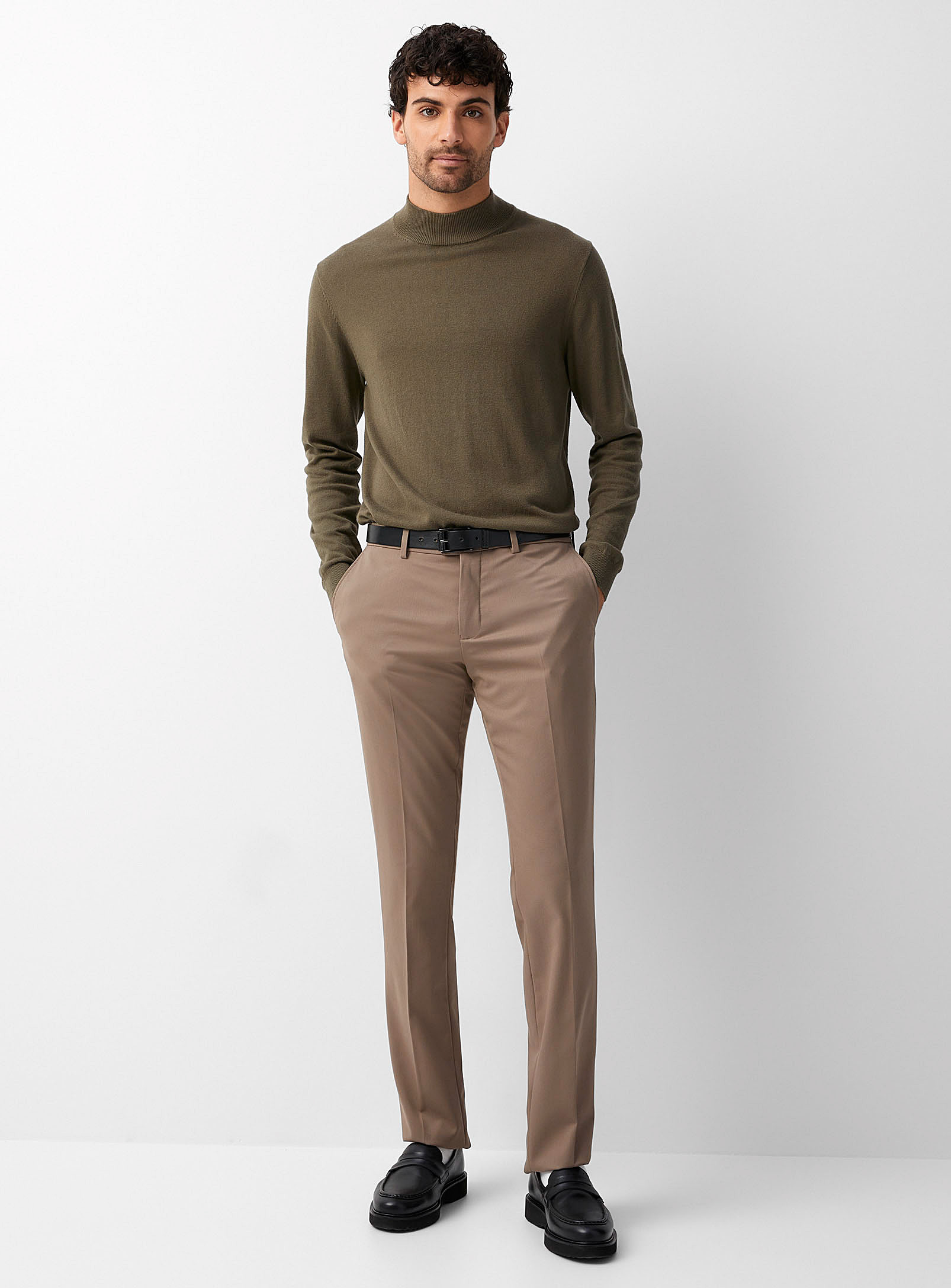 Le 31 Taupe Lightweight Stretch Pant Slim Fit In Fawn