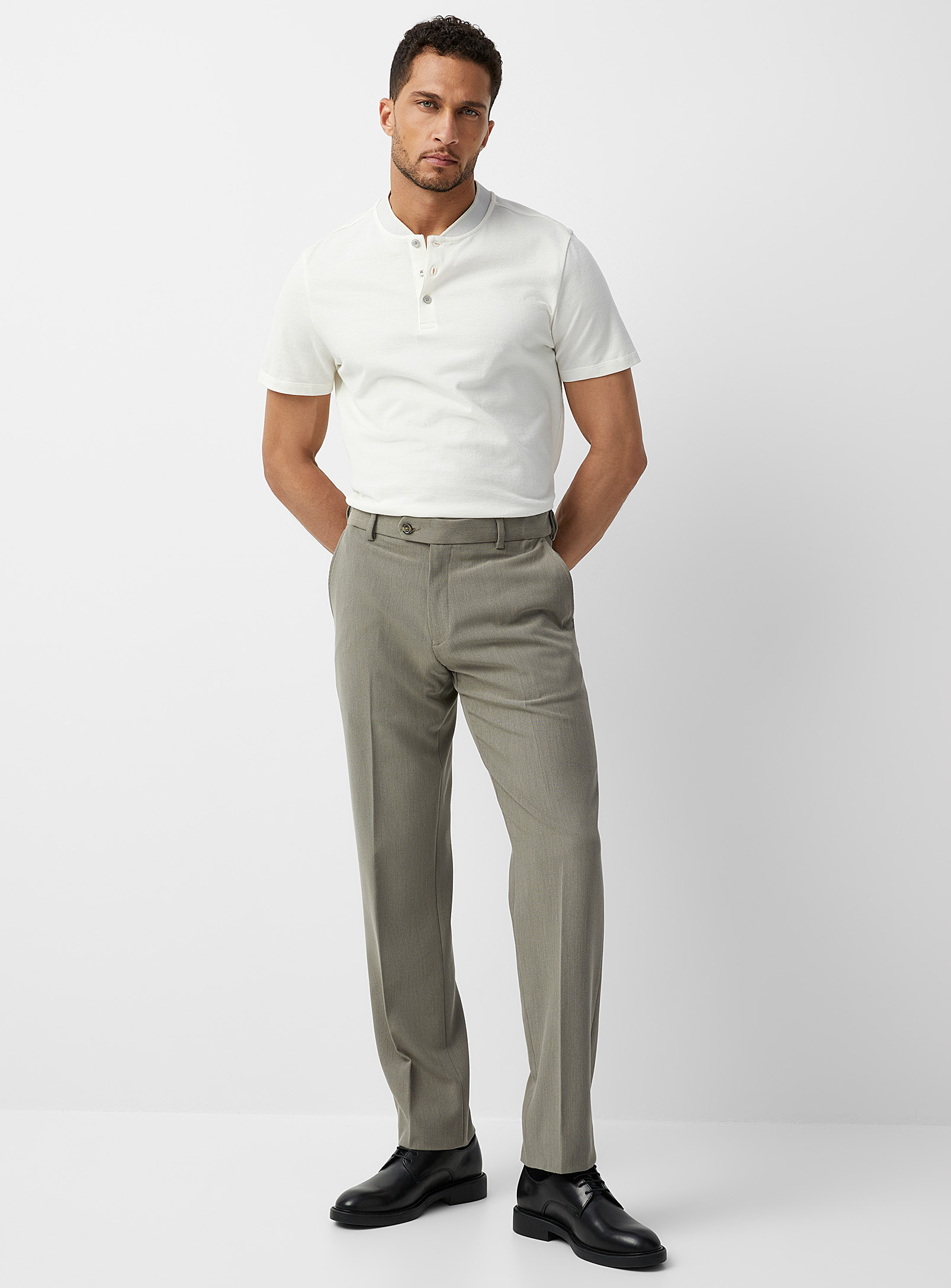 J.Braxx - Men's Grey micro-jacquard washable pant Straight fit