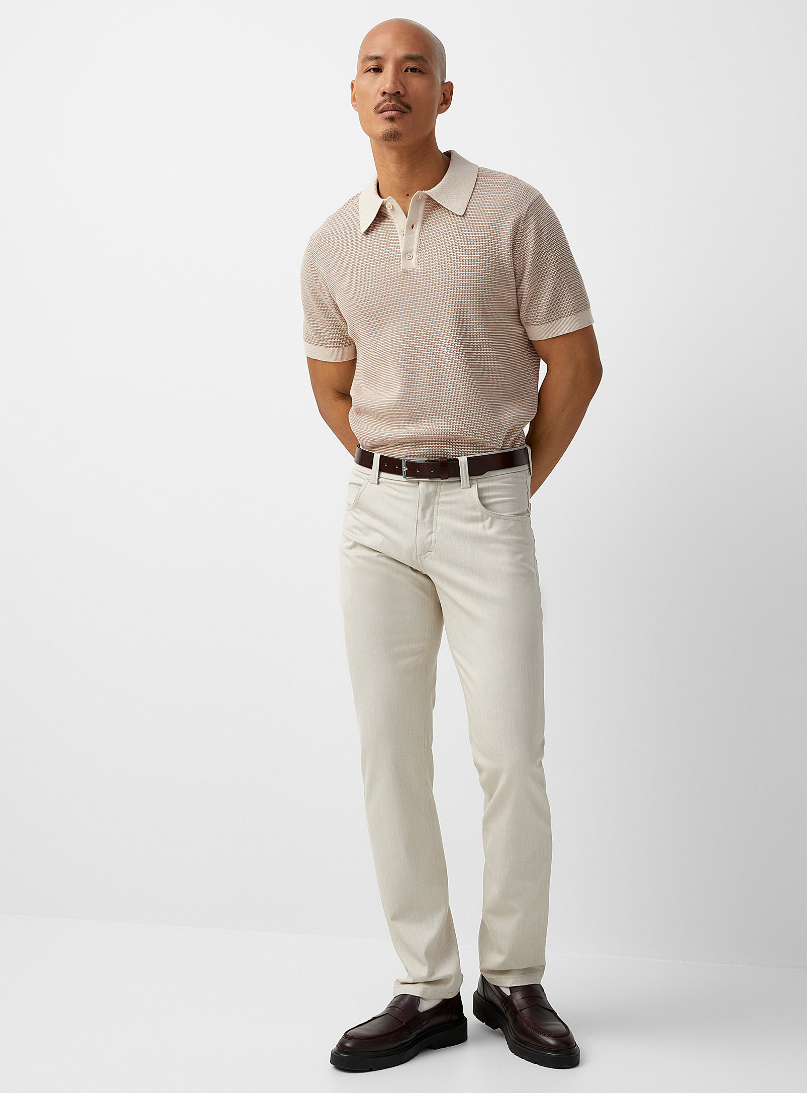 Bertini Sand-textured Stretch Pant In Off White