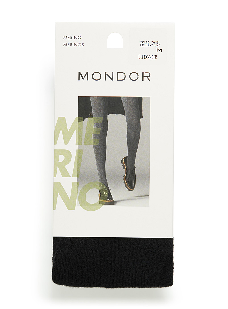 Mondor Black Solid merino tights for women