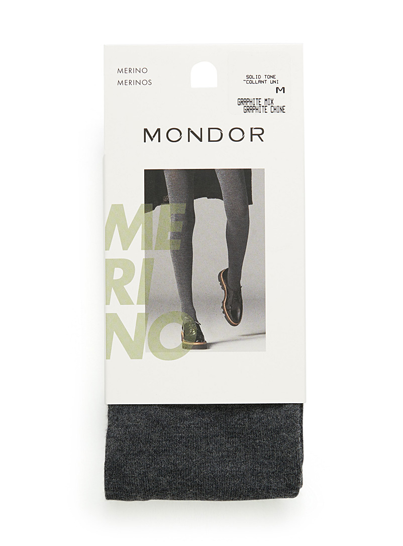 Mondor Black Solid merino tights for women