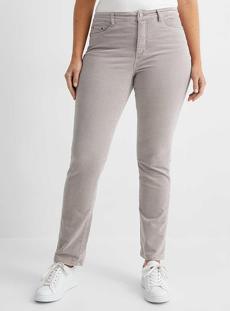 Contemporaine Light Grey Straight-leg corduroy pant for women