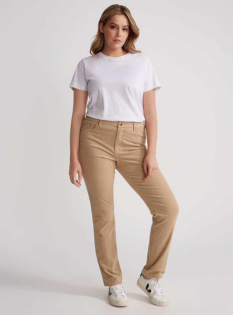 Contemporaine Light Brown Straight-leg corduroy pant for women