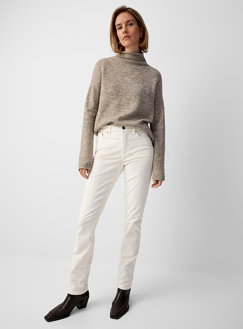 Contemporaine Ivory White Straight-leg corduroy pant for women