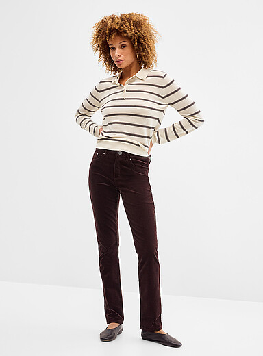Le pantalon fin velours c&ocirc;tel&eacute; <b>Coupe : jambe droite, taille r&eacute;guli&egrave;re</b>