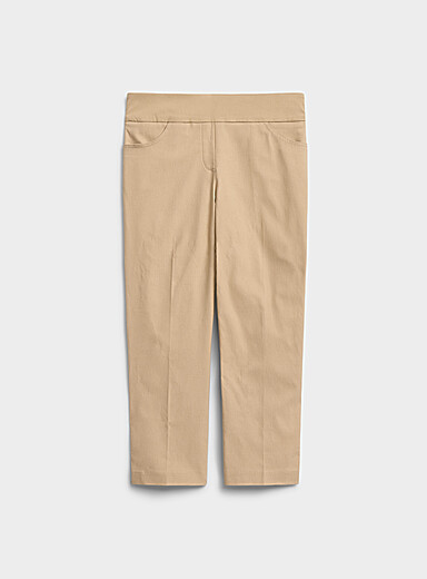 Contemporaine: Le capri bengaline taille confort <b>Coupe : jambe ajust&eacute;e, taille r&eacute;guli&egrave;re</b> Blanc pour femme