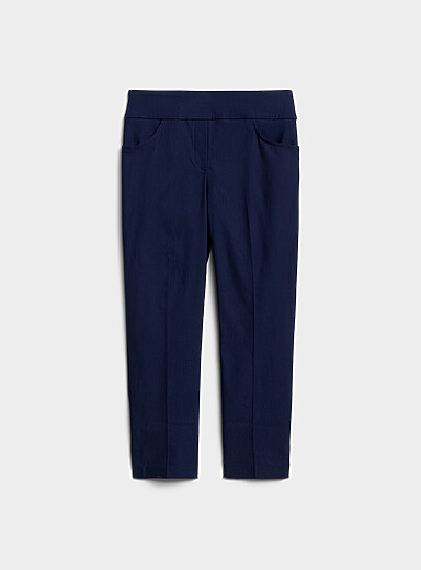 Contemporaine: Le capri bengaline taille confort <b>Coupe : jambe ajust&eacute;e, taille r&eacute;guli&egrave;re</b> Bleu fonc&eacute; - Indigo pour femme
