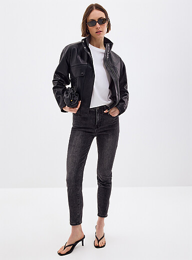 Contemporaine Patterned Grey Sleek stretch jean <b>Fit: Slim leg, regular rise</b> for women