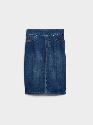 Stretch denim slim-fit skirt
