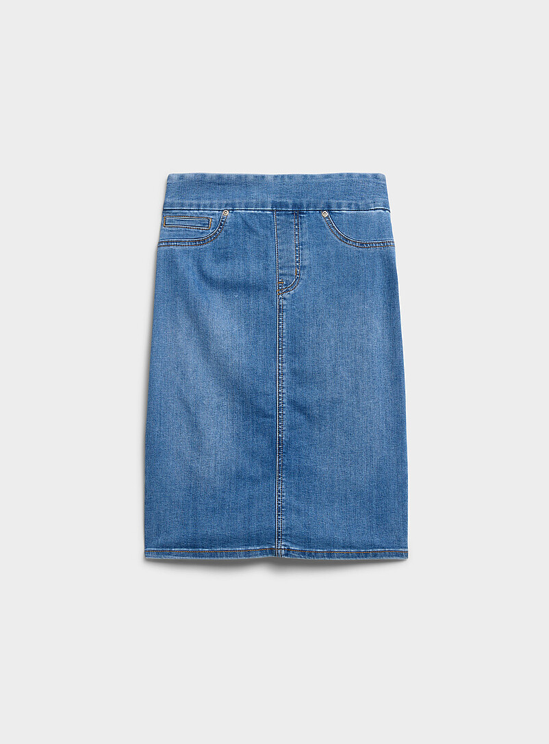 Contemporaine Slate Blue Stretch denim slim-fit skirt for women