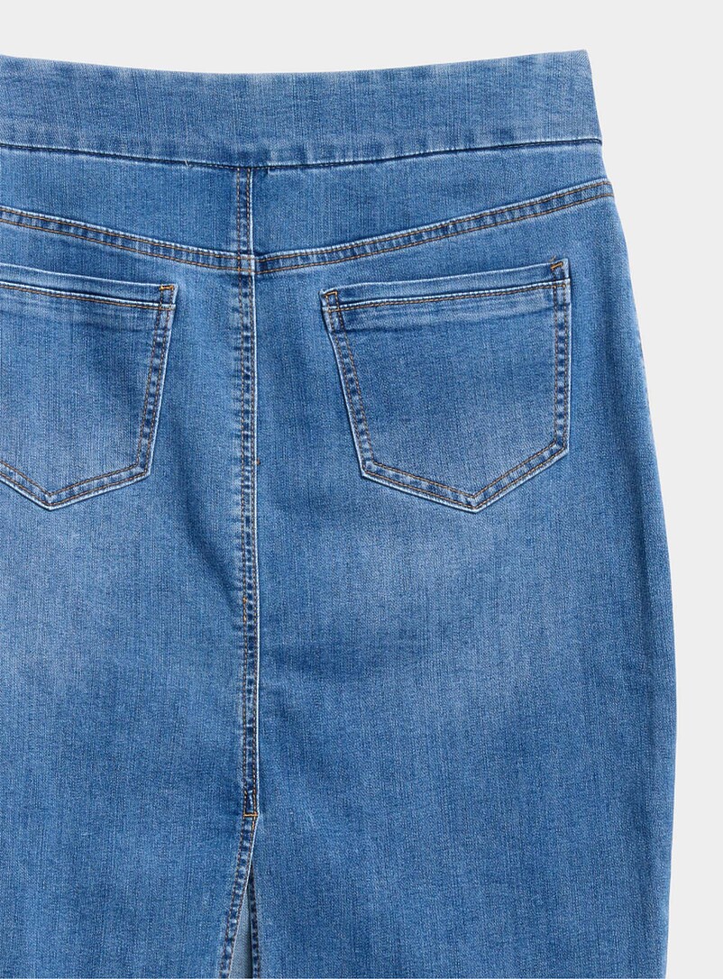 Contemporaine Slate Blue Stretch denim slim-fit skirt for women
