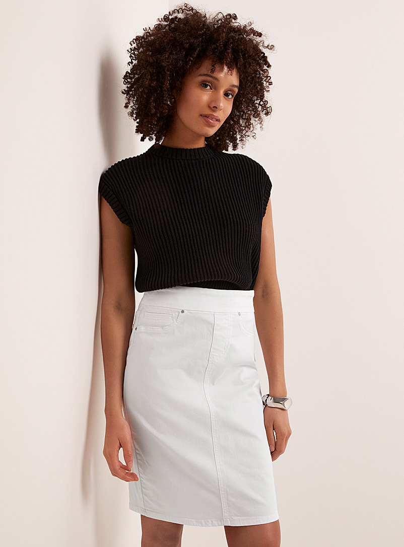 Contemporaine White Pull-on denim skirt for women