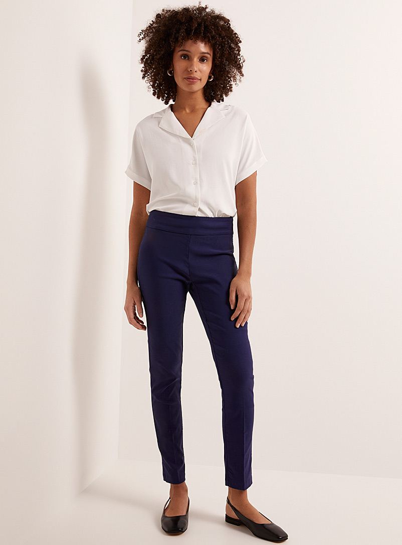 Contemporaine Navy/Midnight Blue Stretch slimming fitted pant for women