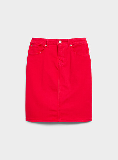 Contemporaine Red Stretch denim miniskirt for women