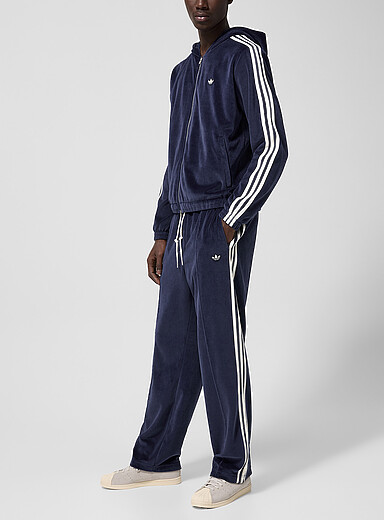Adidas X Wales Bonner Navy/Midnight Blue Velvet and pointelle track pant for men