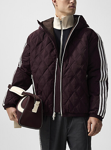 Adidas X Wales Bonner Brown Quilted pointelle stripe diamond jacket for men