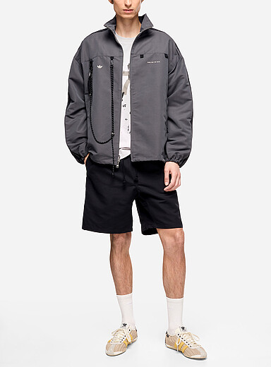 Adidas X Song for the Mute: Le short bandes jersey boucl&eacute; Noir pour homme