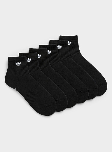 Adidas Originals: Les chaussettes cheville c&ocirc;tel&eacute;es neutres Emballage de 6 Noir pour homme