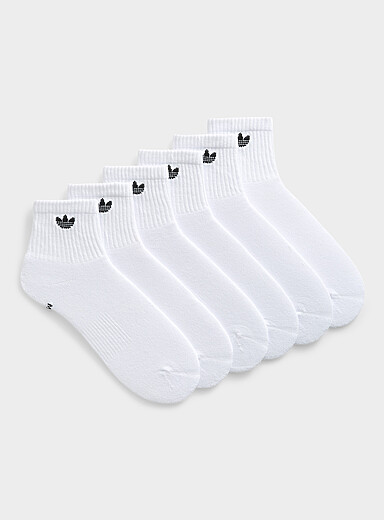 Adidas Originals: Les chaussettes cheville c&ocirc;tel&eacute;es neutres Emballage de 6 Blanc pour homme