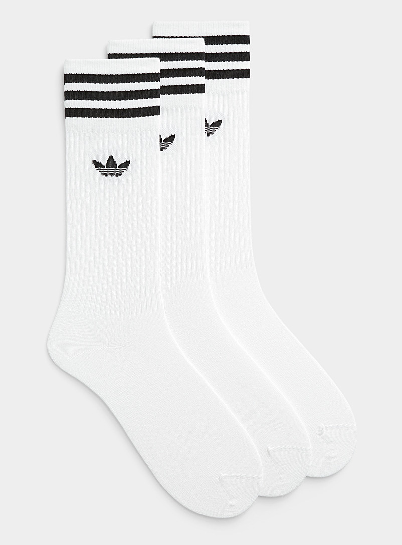 Adidas Originals White Trefoil stripe sock 3-pack for men