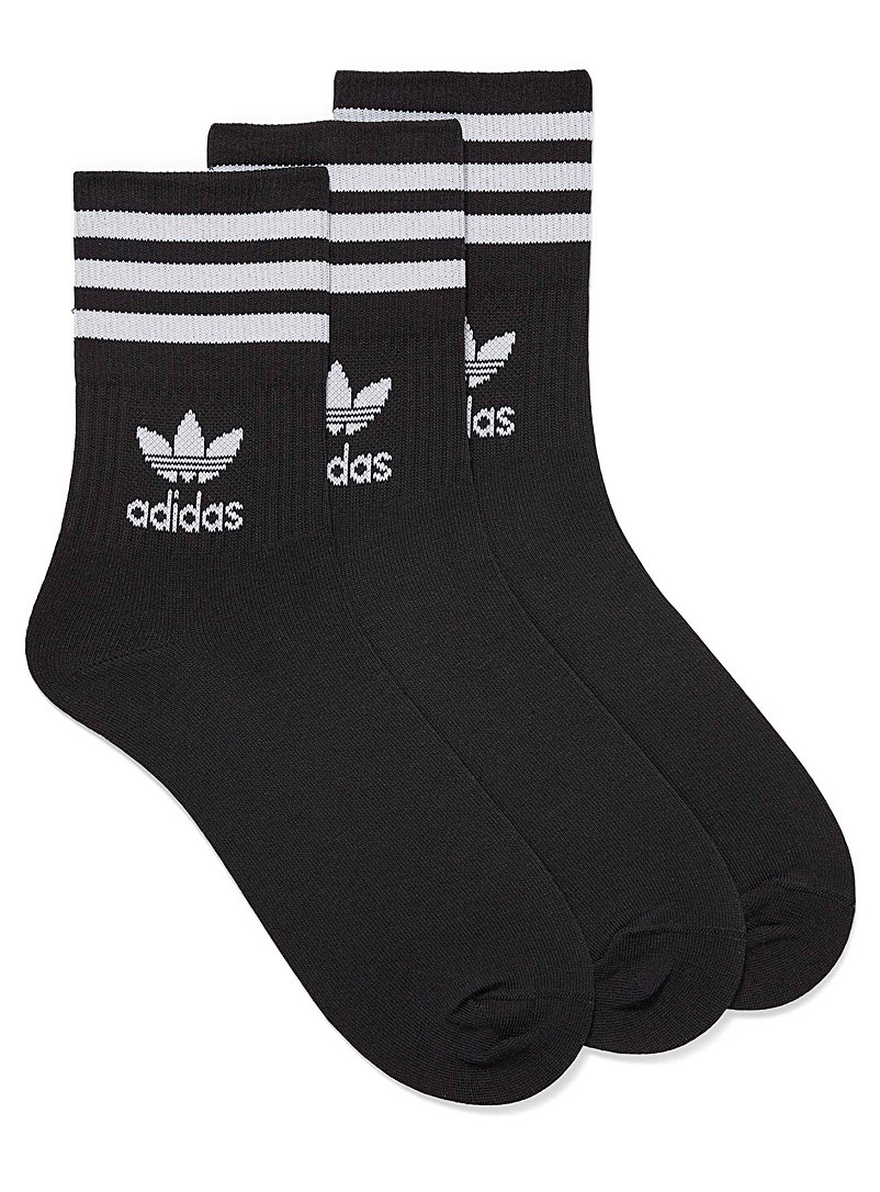 Adidas Originals Black Three-stripes Trefoil socks 3-pack for men