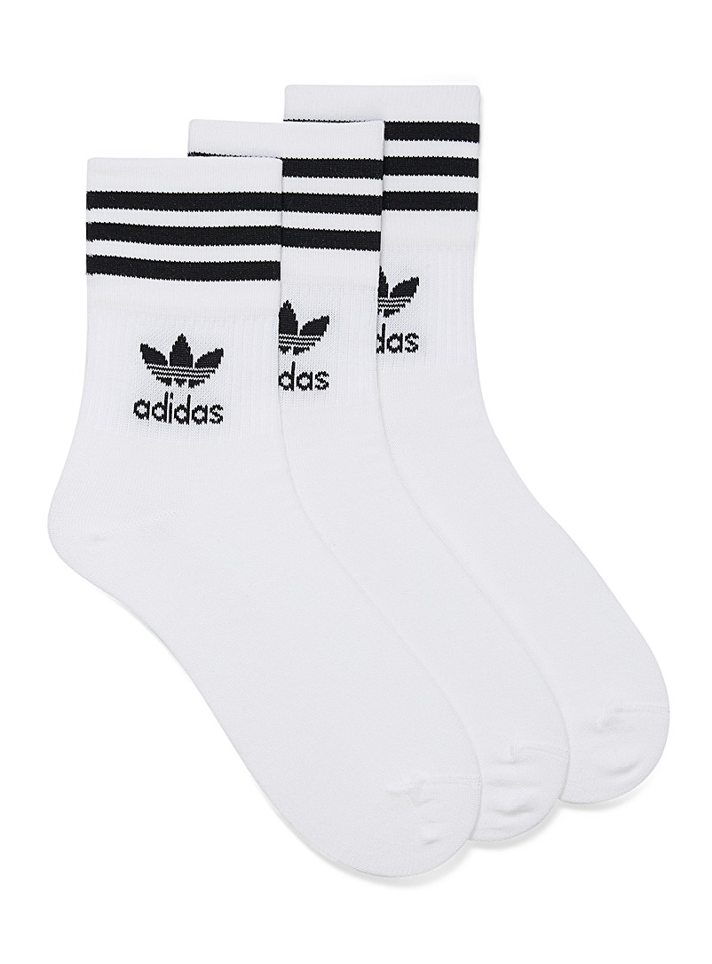 Adidas Originals White Three-stripes Trefoil socks 3-pack for men