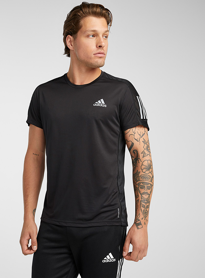 Adidas: Le t-shirt manches trois bandes Own the Run Noir pour homme