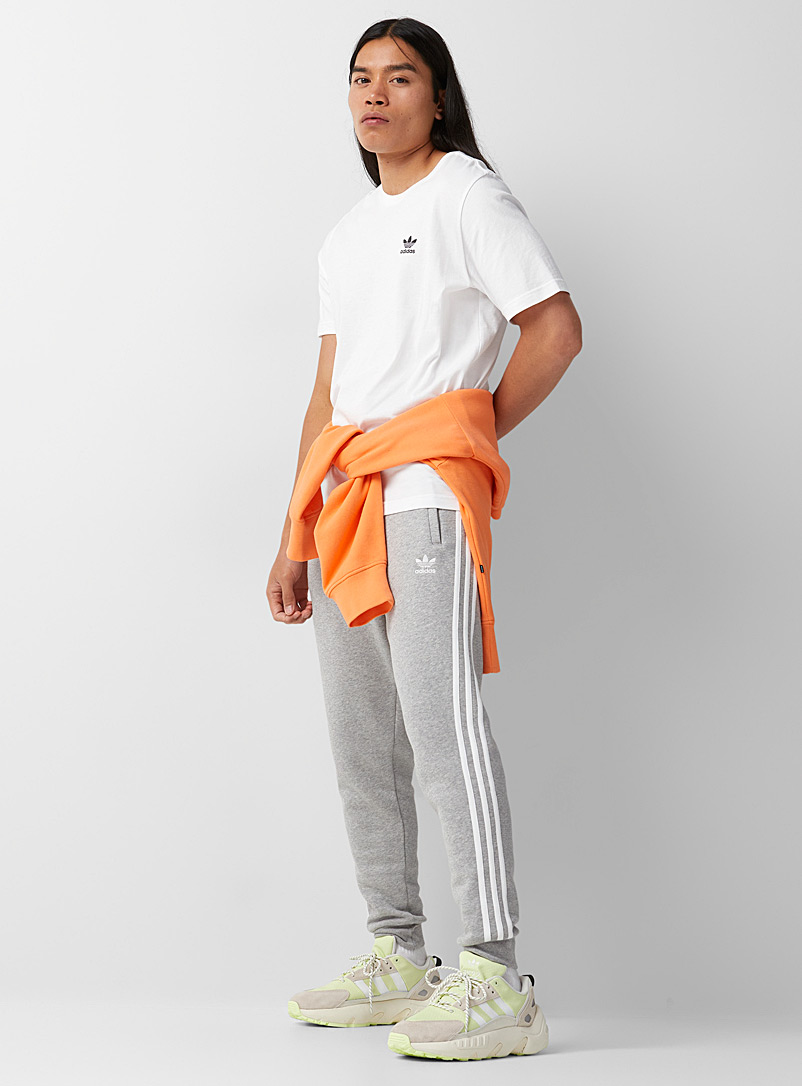 Adidas Originals Grey 3-stripe fleece sweatpant Slim fit for men