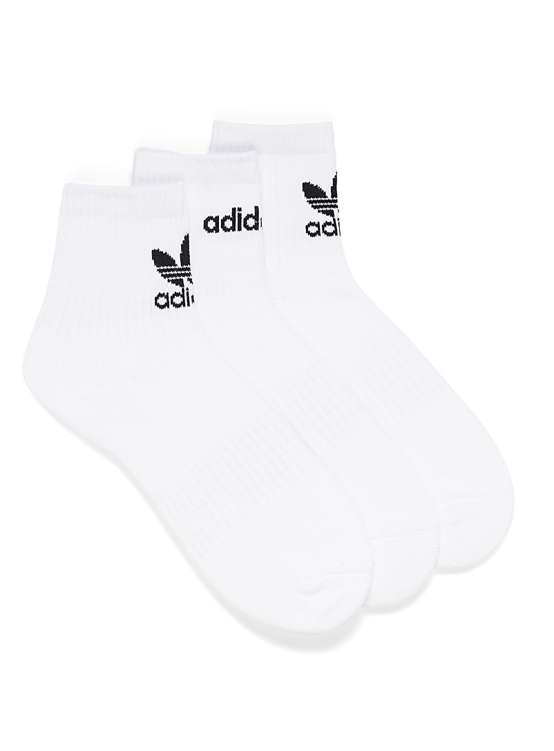 Adidas Originals White Contrast-logo sports socks 3-pack for men