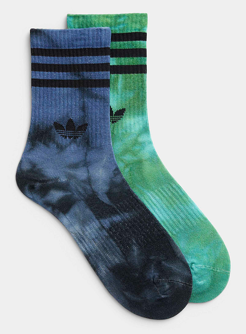 Adidas Originals: Les chaussettes tie-dye Emballage de 2 Vert à motifs pour homme