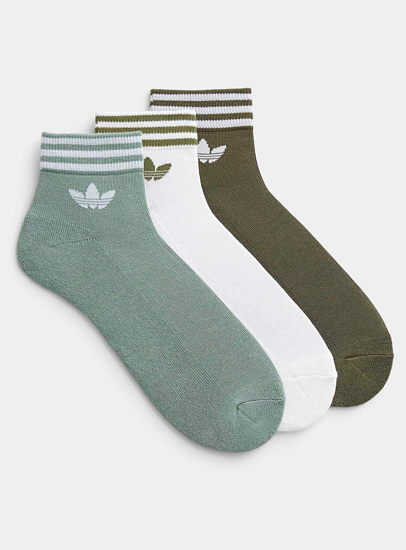 Le 31 Patterned Green Green tone ankle socks 3-pack for men