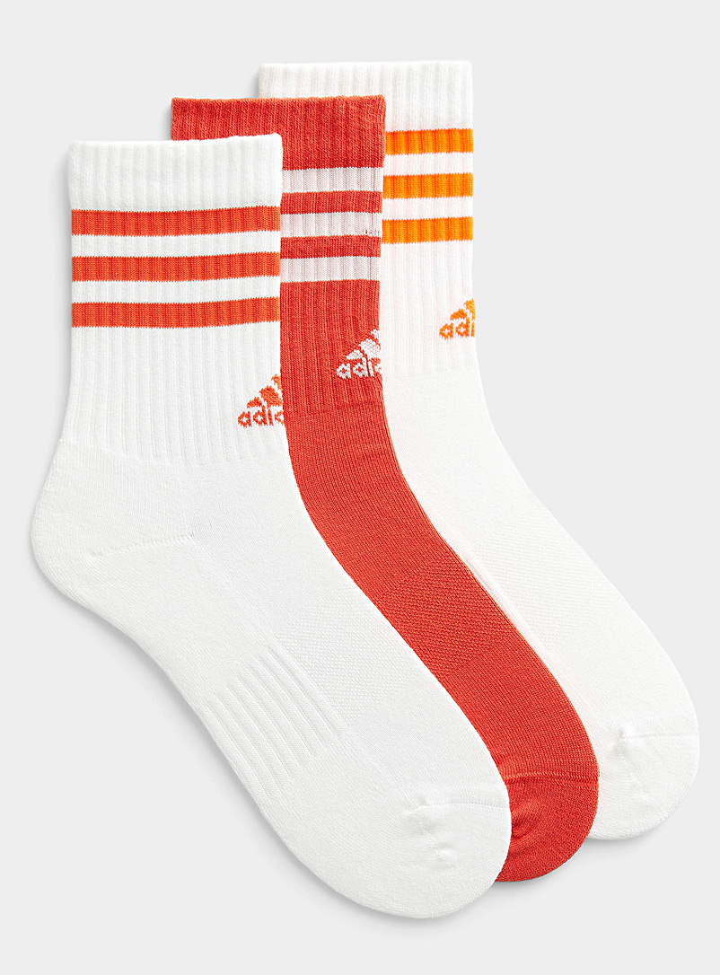 Adidas Originals Patterned Red Orange accent athletic socks 3-pack for men