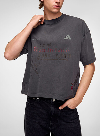 Adidas X Song for the Mute Charcoal Run in Love faded boxy-fit T-shirt for men