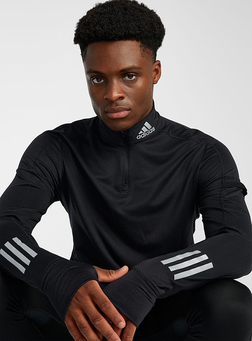 Adidas: Le col montant thermique quadrillé Own The Run Noir pour homme