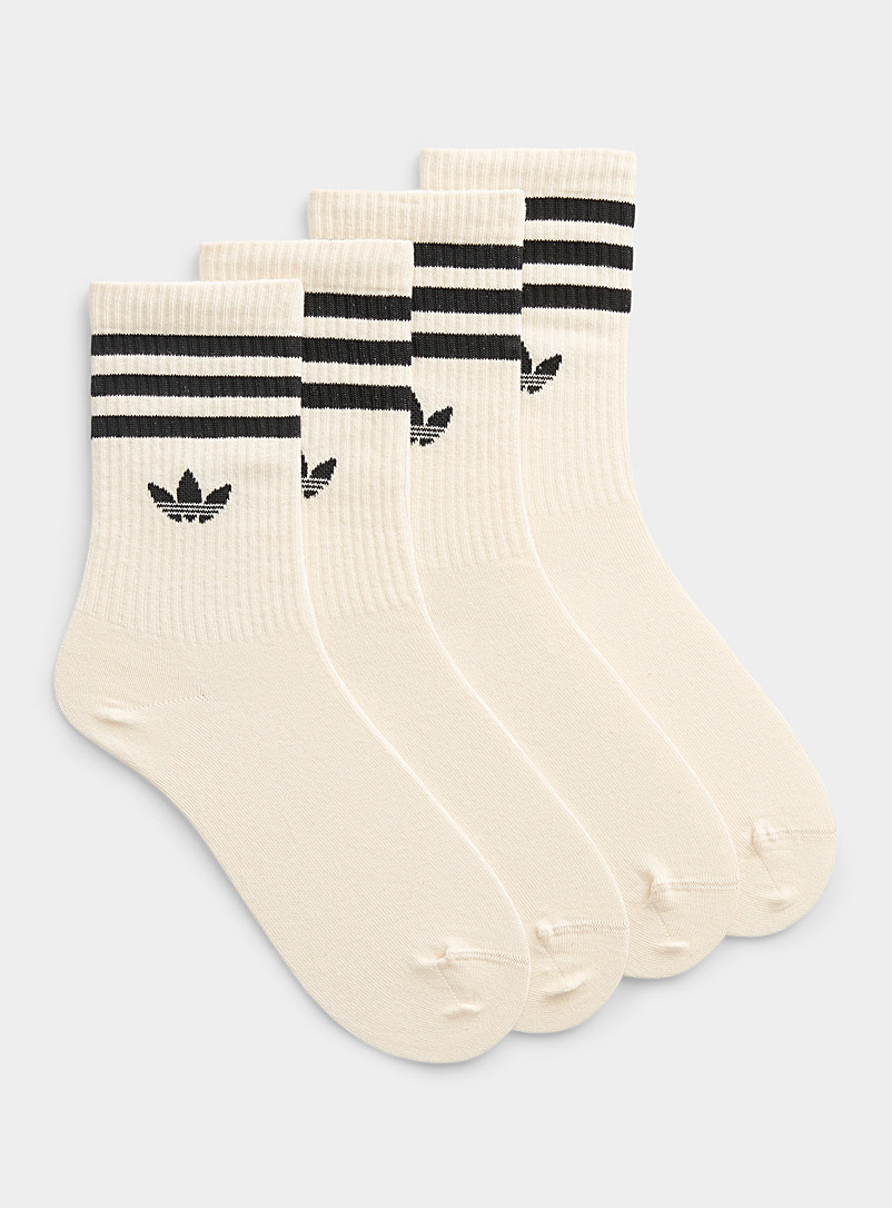 Adidas Originals Ivory White Contrast stripe socks for men