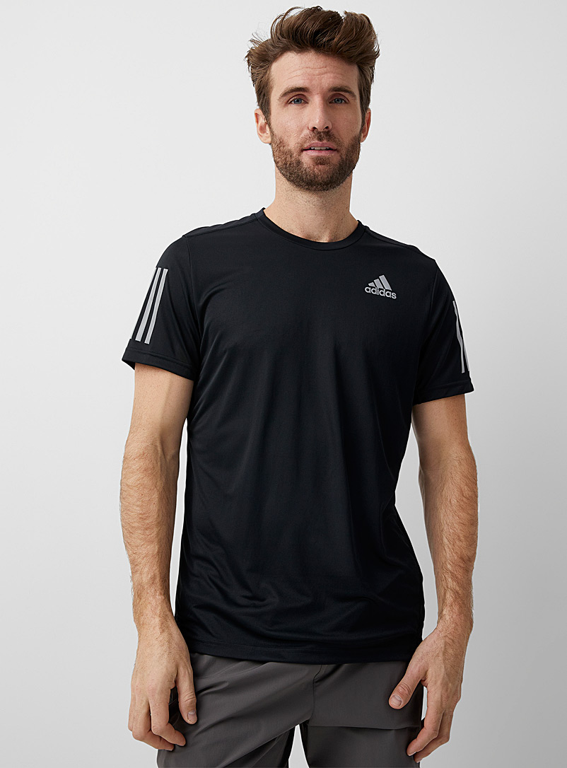 Adidas: Le t-shirt dos microperforé On The Run Noir pour homme