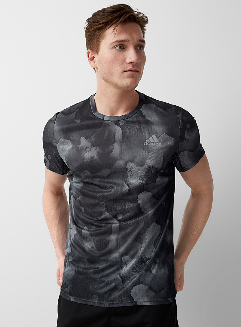 Adidas Patterned Black Recycled fibre running tee for men