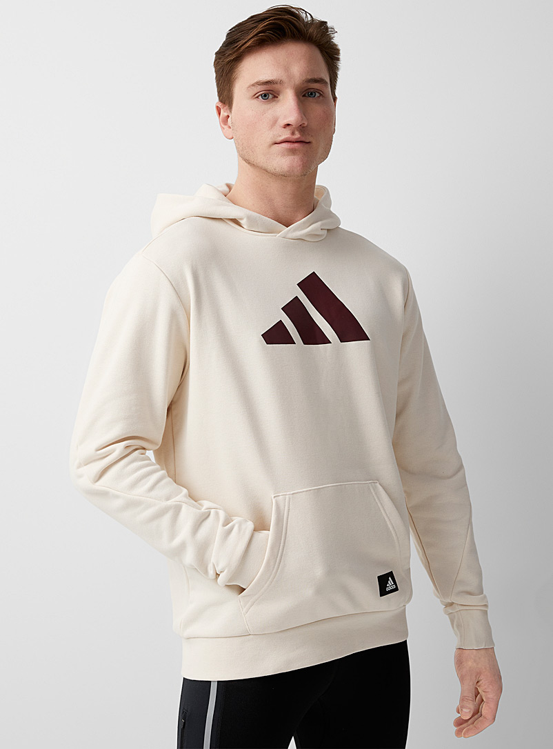 Adidas Cream Beige Vertical stripe loose sweatshirt for men