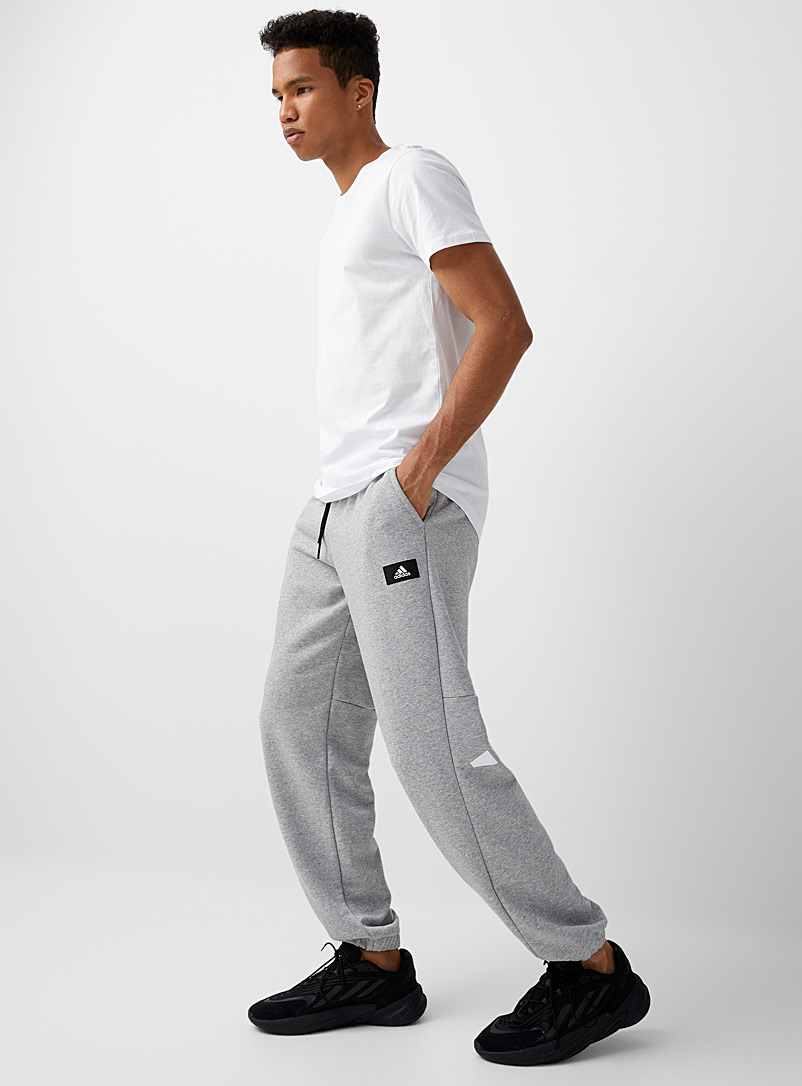 Adidas Light Grey Back-logo relaxed joggers for men