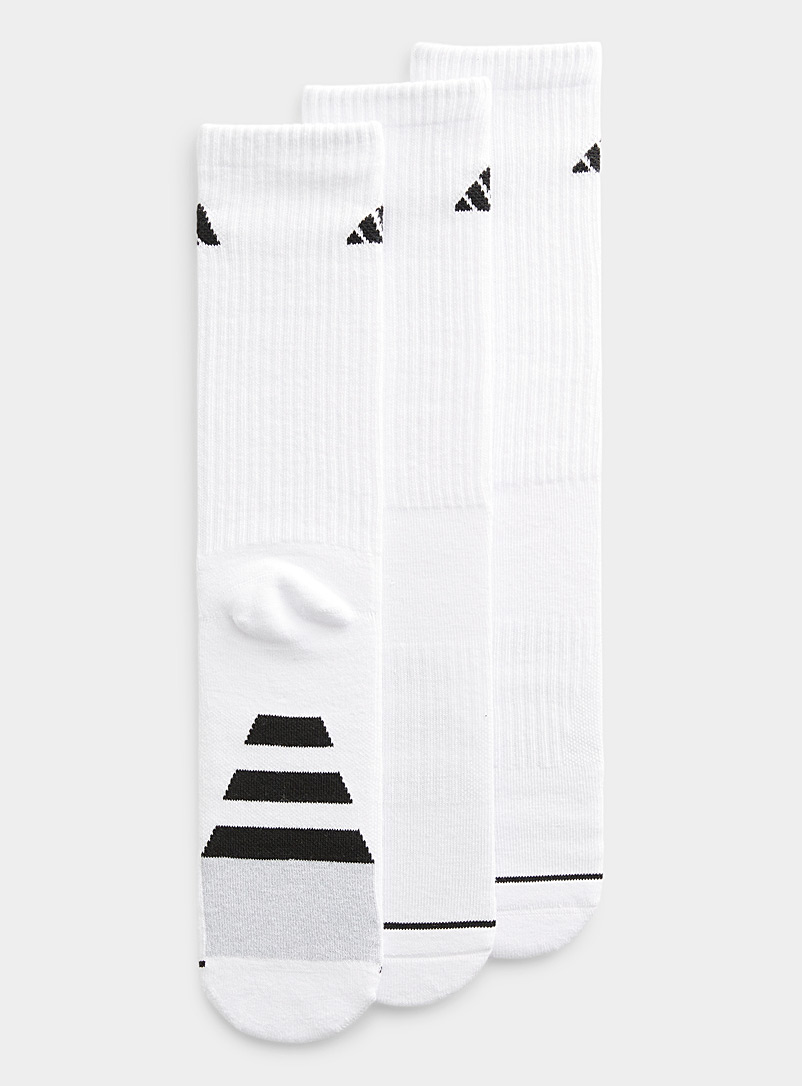 Adidas White Three-stripe logo athletic sock Set of 3 for men