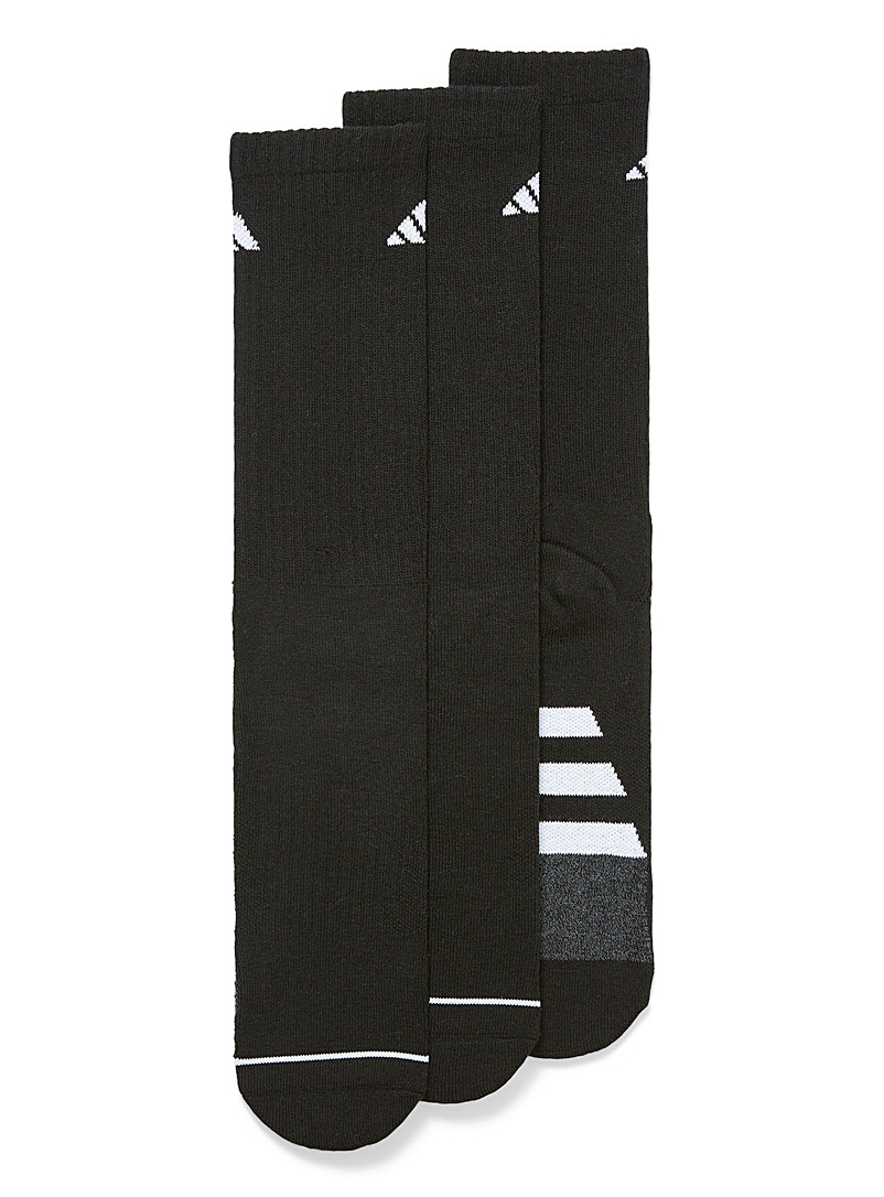 Adidas Black Three-bar logo padded athletic socks Set of 3 for men