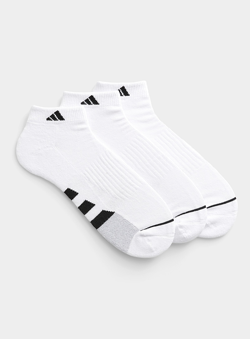 Adidas White Minimal logo padded ankle socks Set of 3 for men