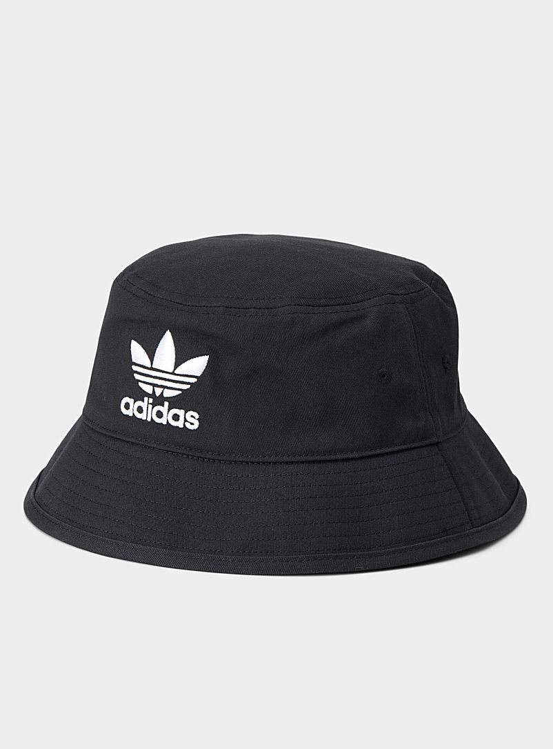 Adidas Originals Black Trefoil logo bucket hat for men